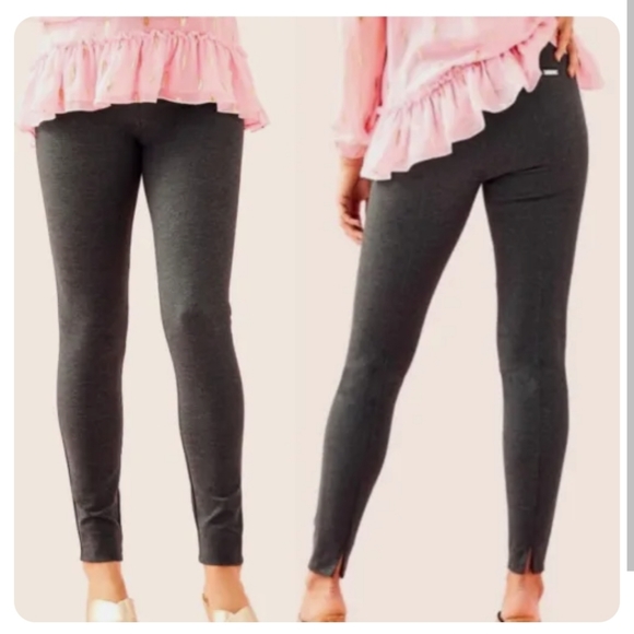 LILLY PULITZER NIRA PONTE KNIT SKINNY GREY LEGGINGS BACK SLIT WOMEN'S MEDIUM - Picture 1 of 15